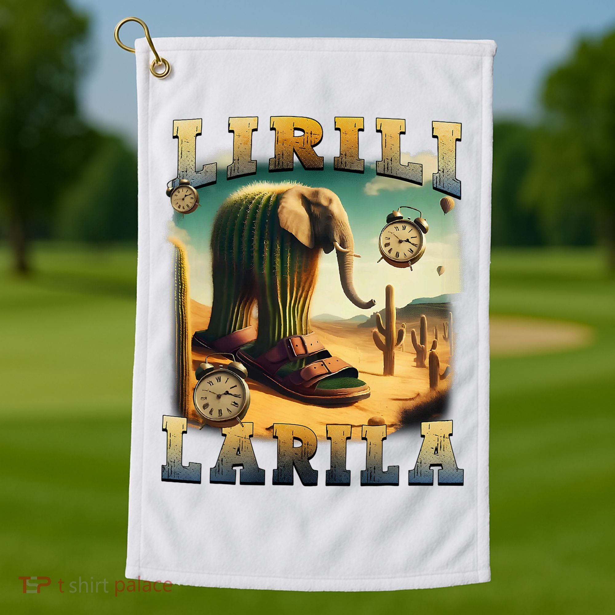 Lirili Larila Funny Italian Brainrot Meme Cactus Elephant  Golf Towel
