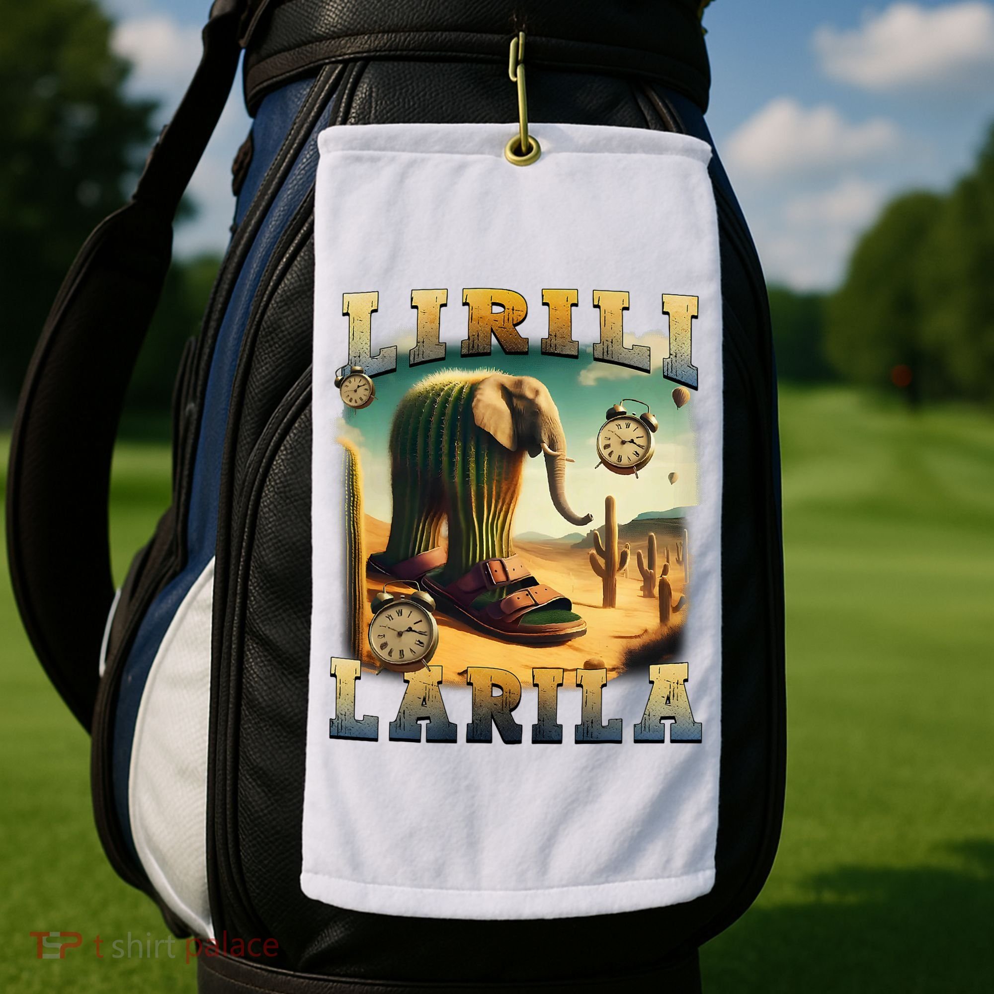 Lirili Larila Funny Italian Brainrot Meme Cactus Elephant  Golf Towel