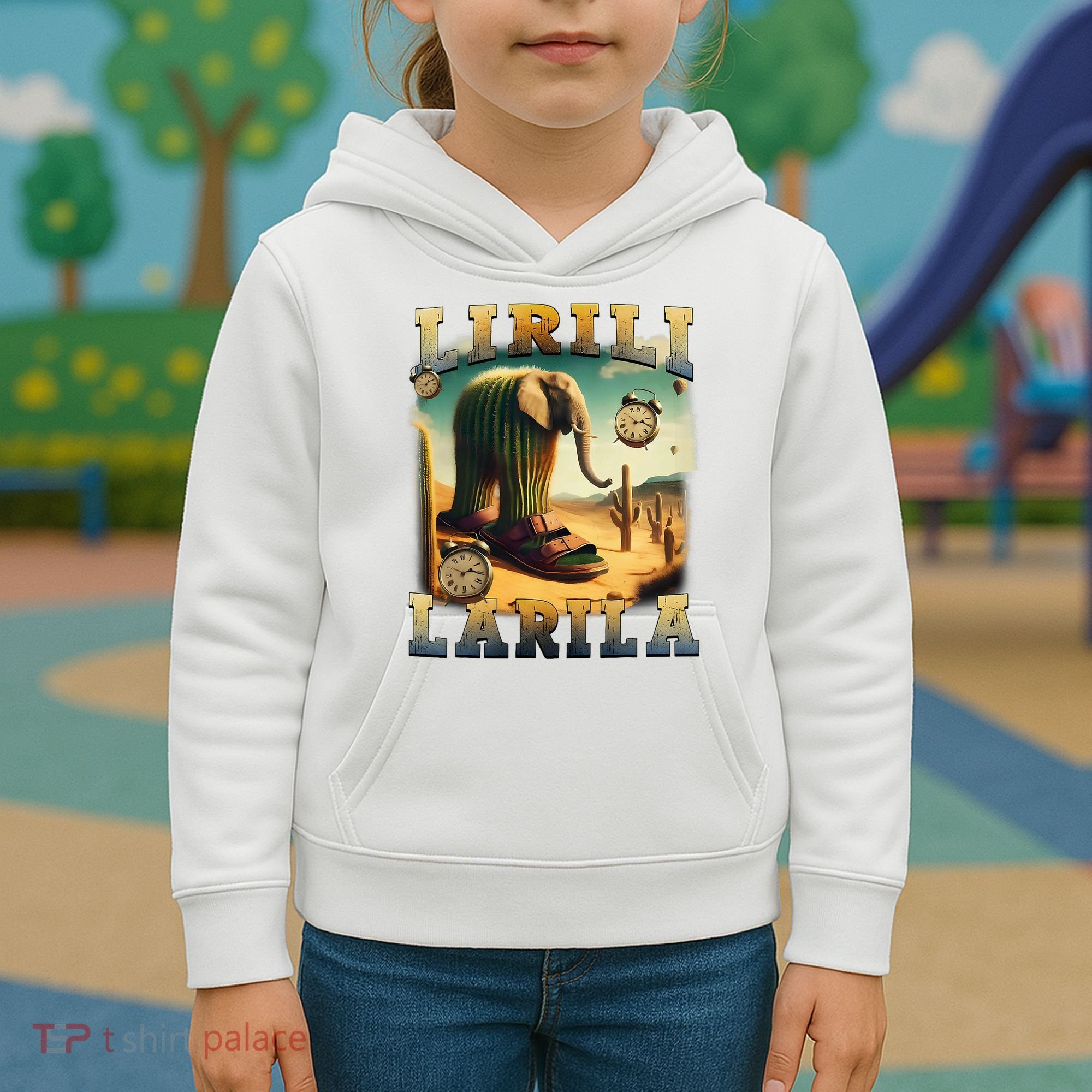 Lirili Larila Funny Italian Brainrot Meme Cactus Elephant  Kids Hoodie