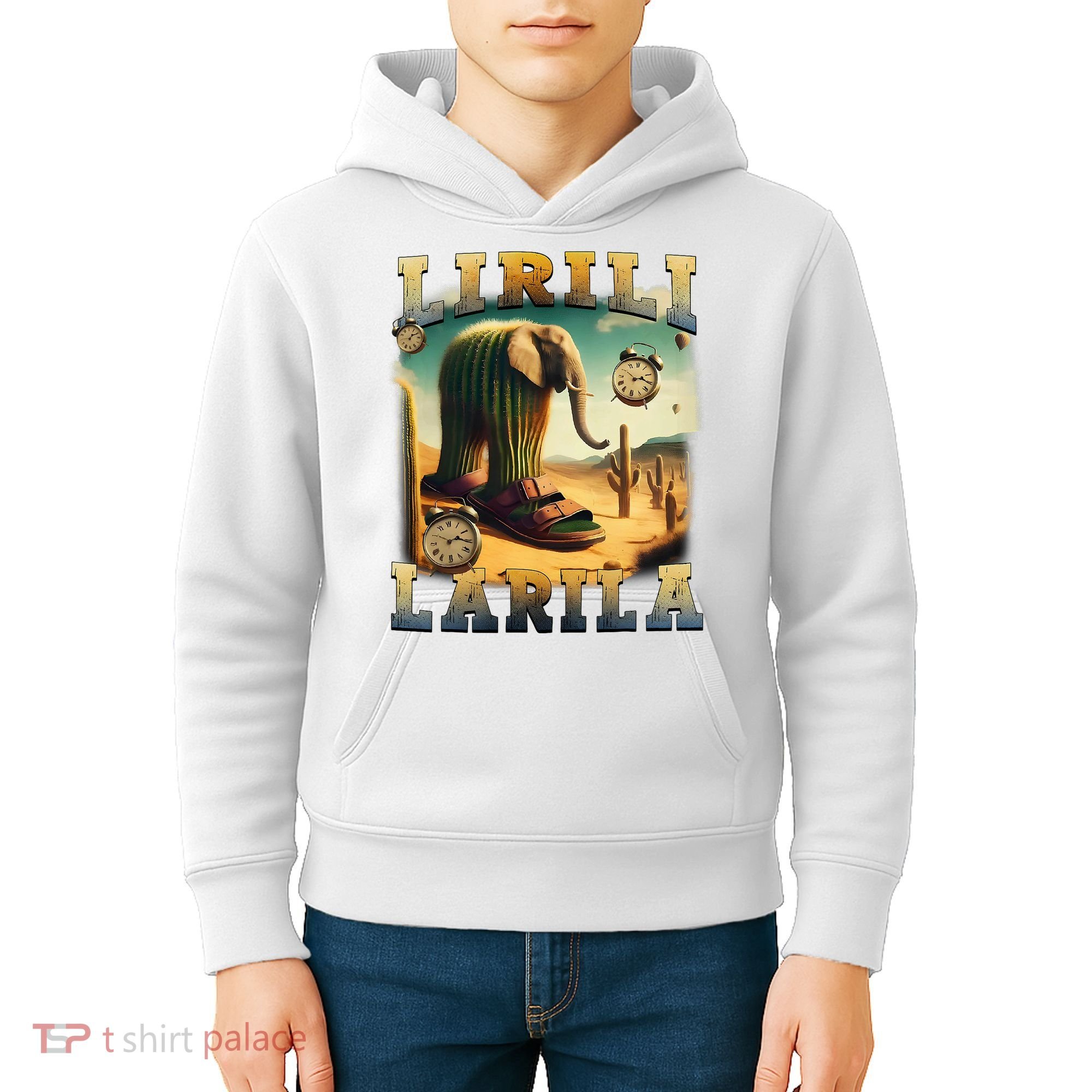 Lirili Larila Funny Italian Brainrot Meme Cactus Elephant  Kids Hoodie