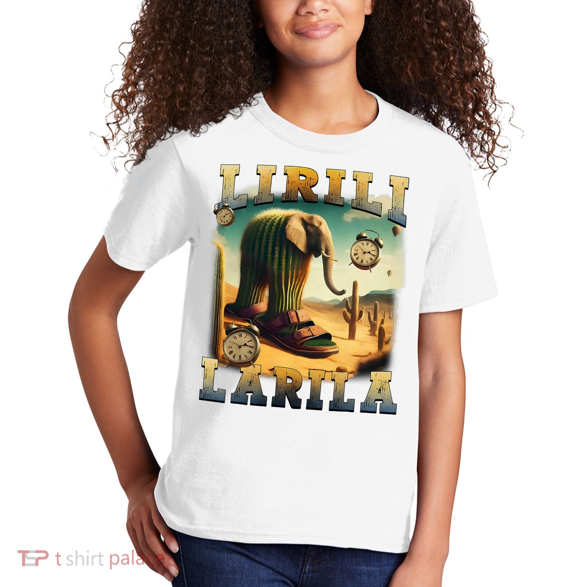 Lirili Larila Funny Italian Brainrot Meme Cactus Elephant  Kids T-Shirt