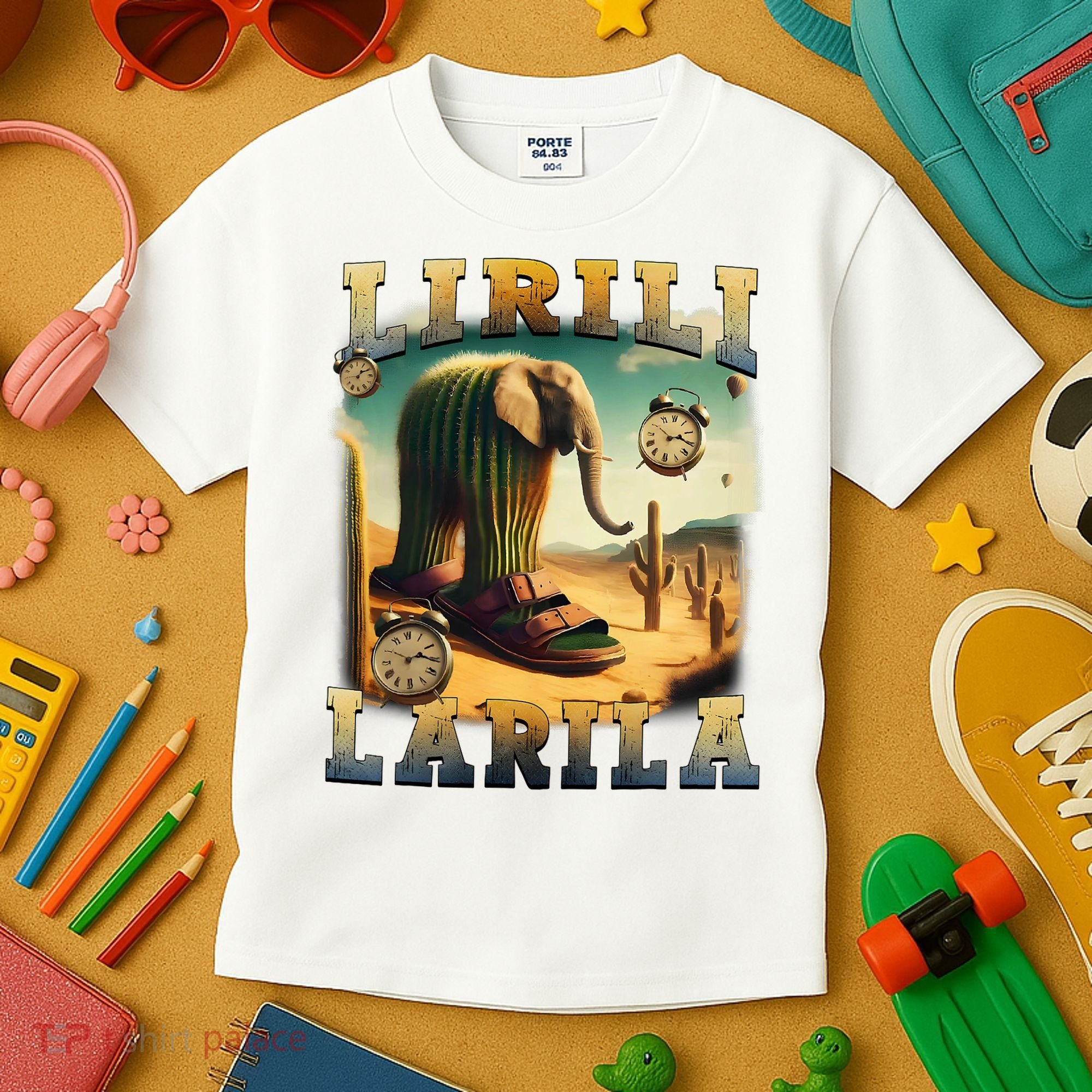 Lirili Larila Funny Italian Brainrot Meme Cactus Elephant  Kids T-Shirt