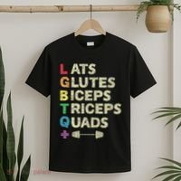 Lgbtq Lats Glutes Biceps Triceps Quads Weightlifting T-Shirt thumb 2