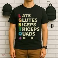 Lgbtq Lats Glutes Biceps Triceps Quads Weightlifting T-Shirt thumb 6