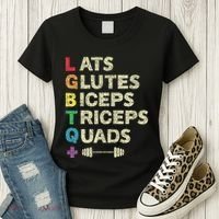 Lgbtq Lats Glutes Biceps Triceps Quads Weightlifting Women's T-Shirt thumb 3