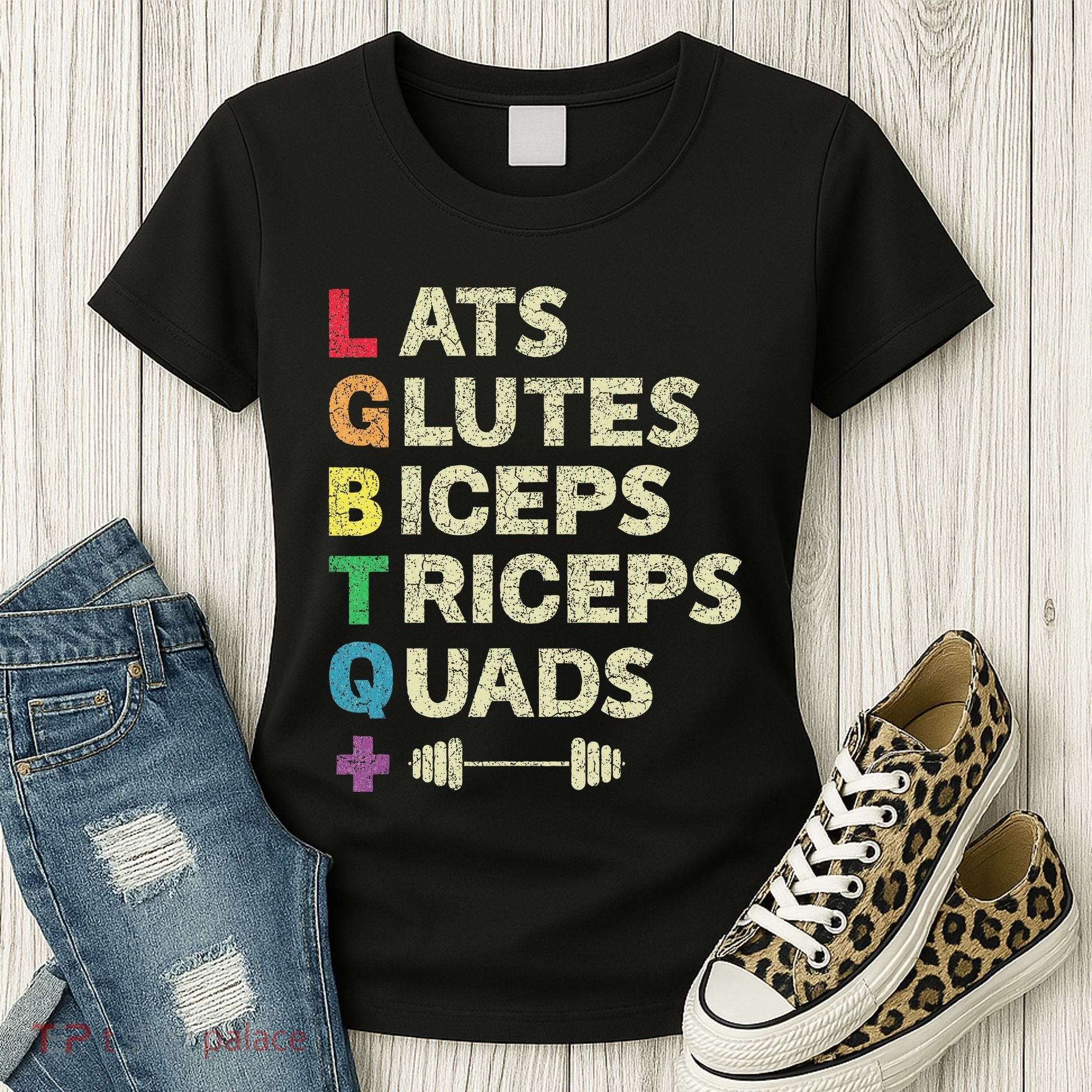 Lgbtq Lats Glutes Biceps Triceps Quads Weightlifting Women's T-Shirt