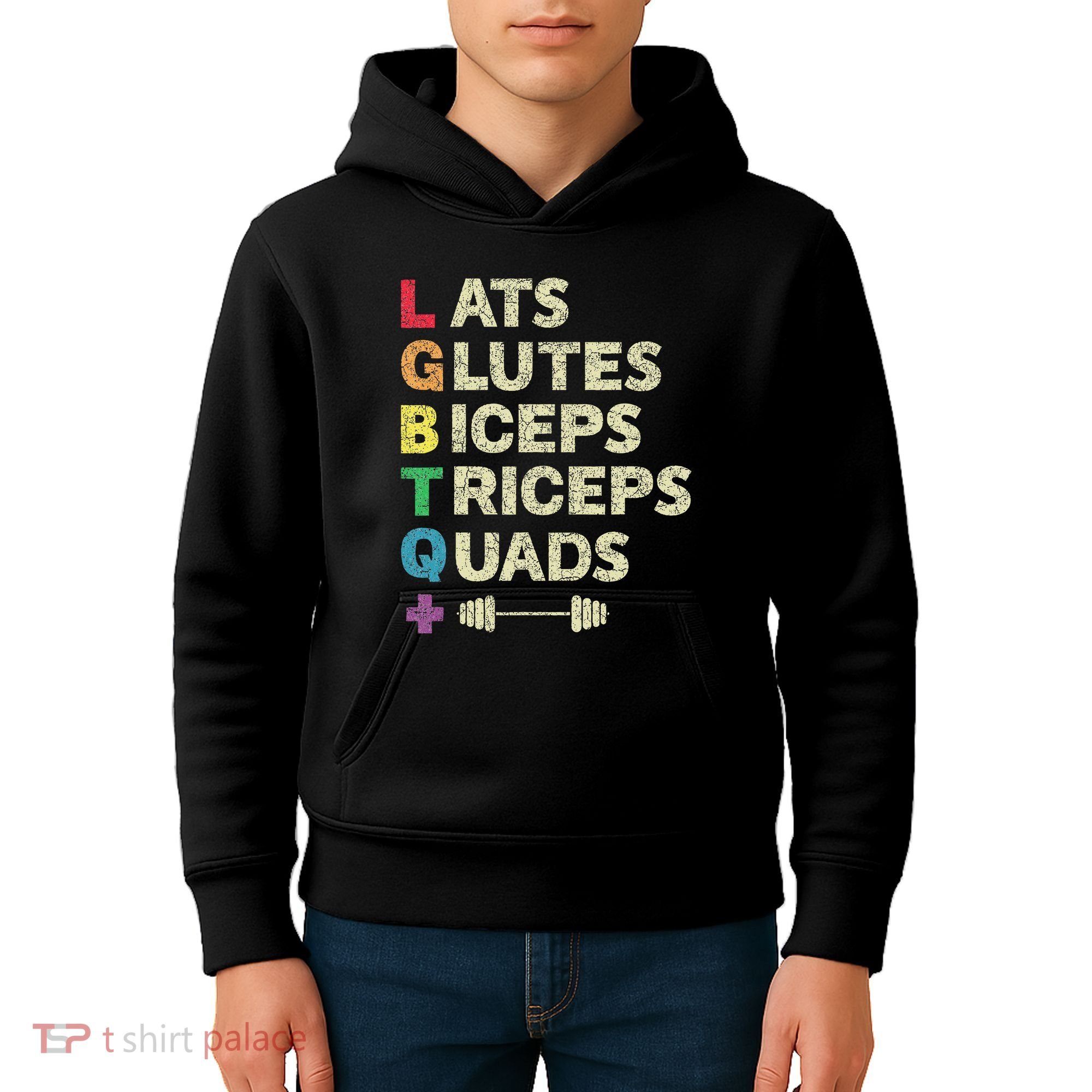 Lgbtq Lats Glutes Biceps Triceps Quads Weightlifting Kids Hoodie