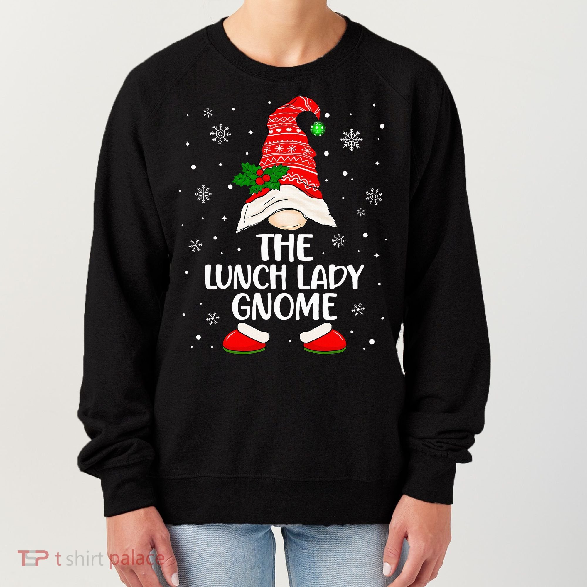 Lunch Lady Gnome Funny School Cafeteria Worker Christmas Women's Sweatshirt