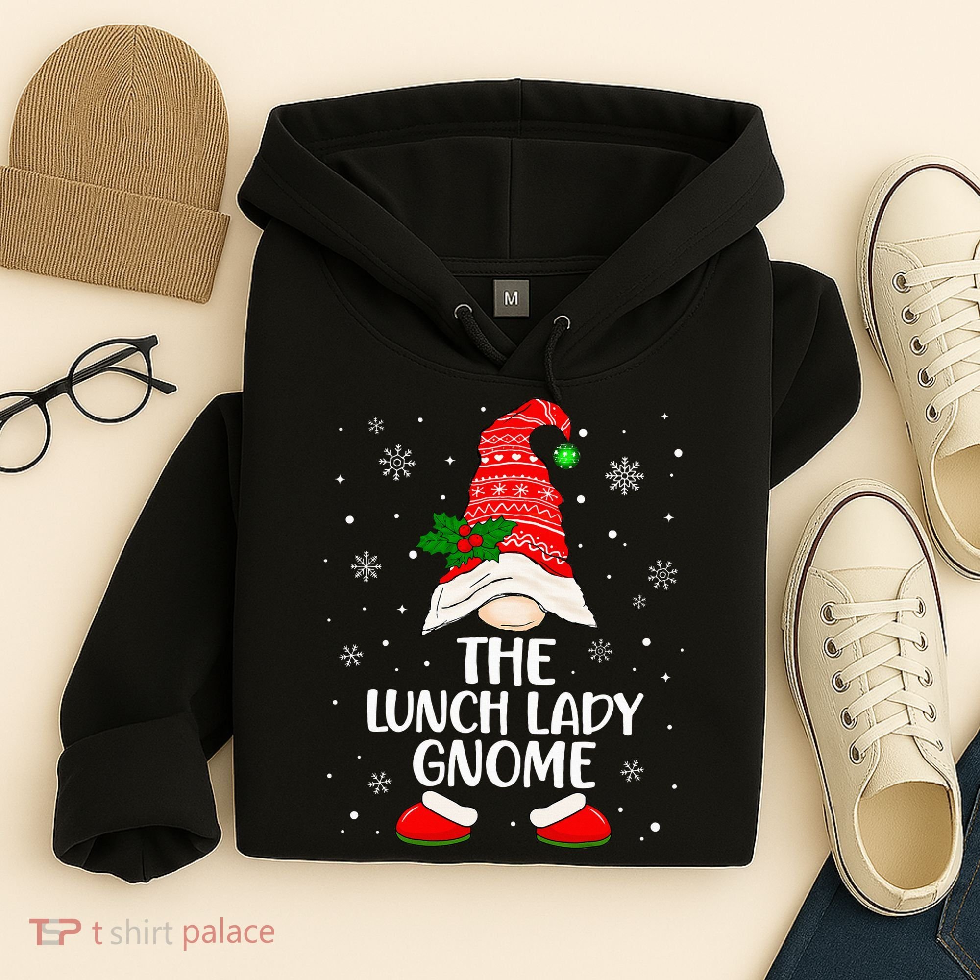 Lunch Lady Gnome Funny School Cafeteria Worker Christmas Hoodie
