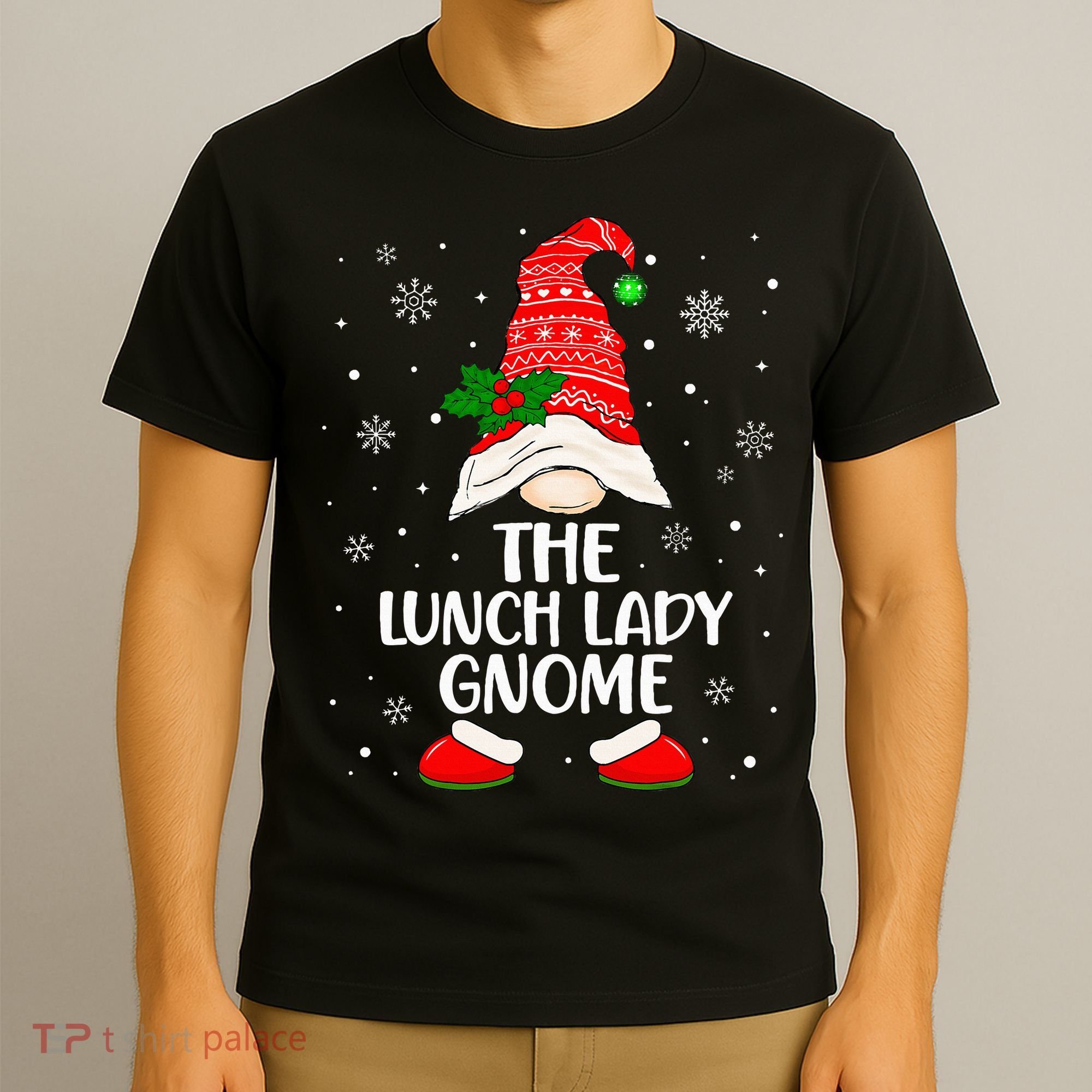 Lunch Lady Gnome Funny School Cafeteria Worker Christmas T-Shirt