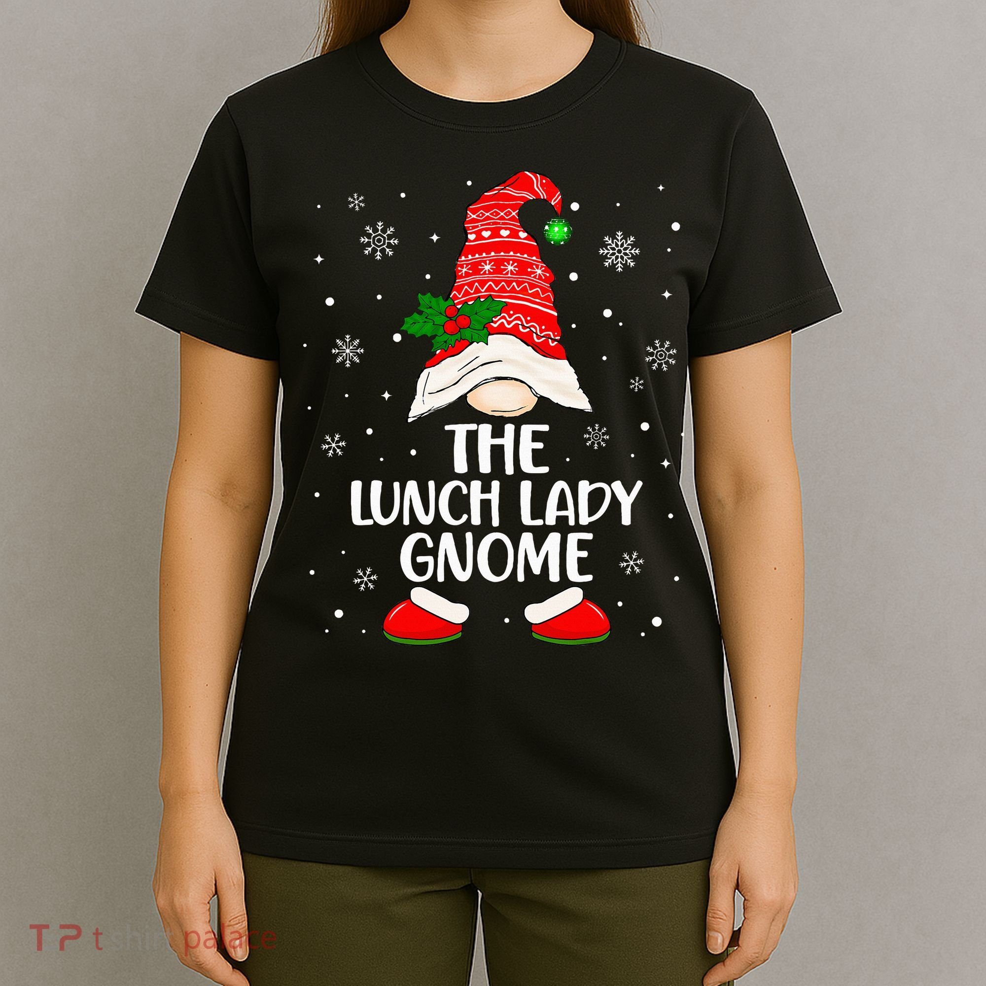 Lunch Lady Gnome Funny School Cafeteria Worker Christmas T-Shirt