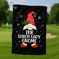 Lunch Lady Gnome Funny School Cafeteria Worker Christmas Golf Towel thumb 1