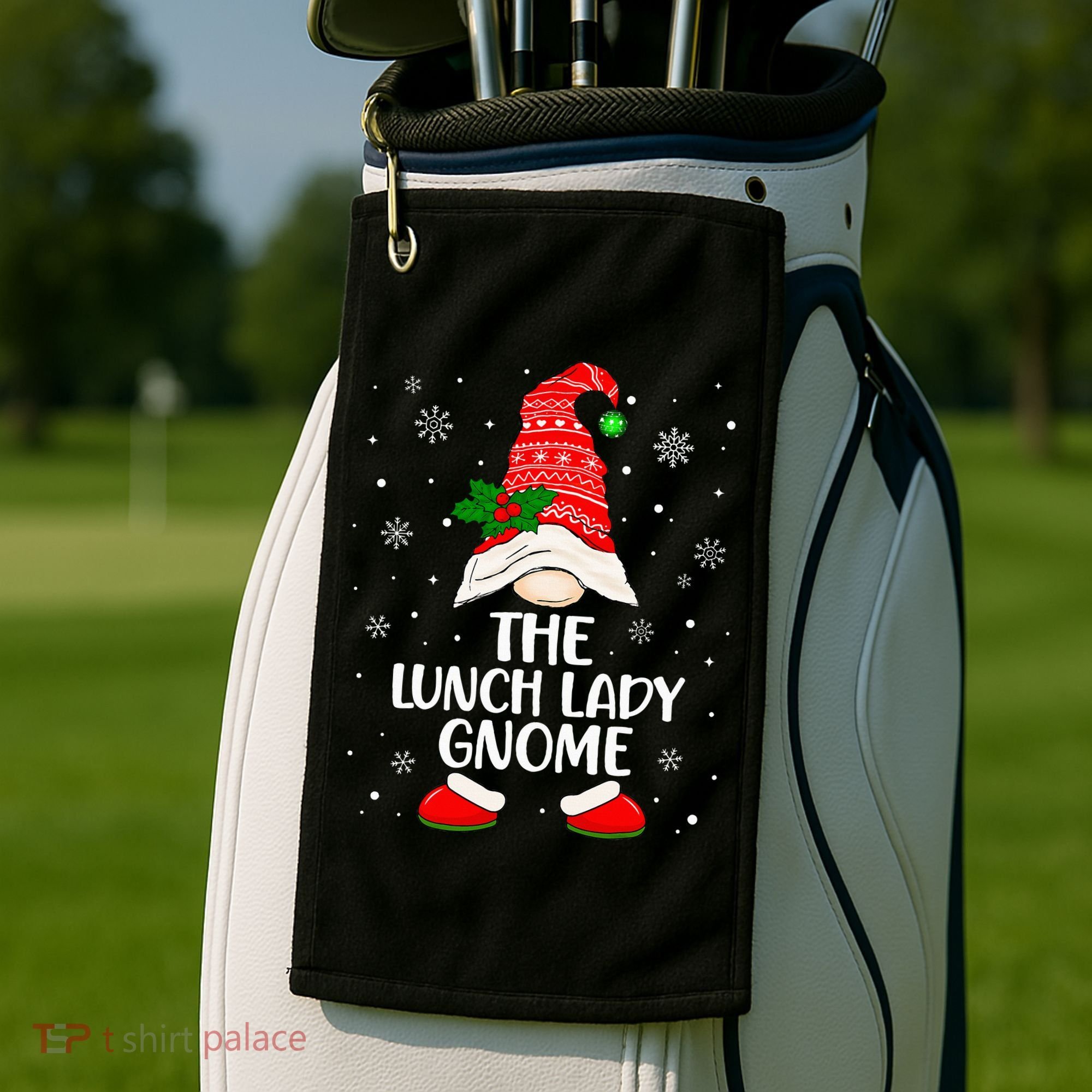 Lunch Lady Gnome Funny School Cafeteria Worker Christmas Golf Towel