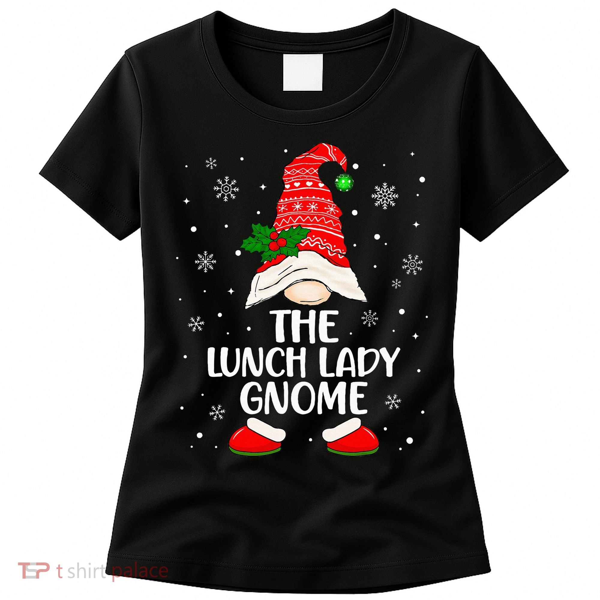 Lunch Lady Gnome Funny School Cafeteria Worker Christmas Women's T-Shirt