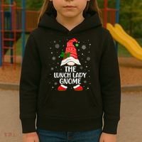 Lunch Lady Gnome Funny School Cafeteria Worker Christmas Kids Hoodie thumb 3