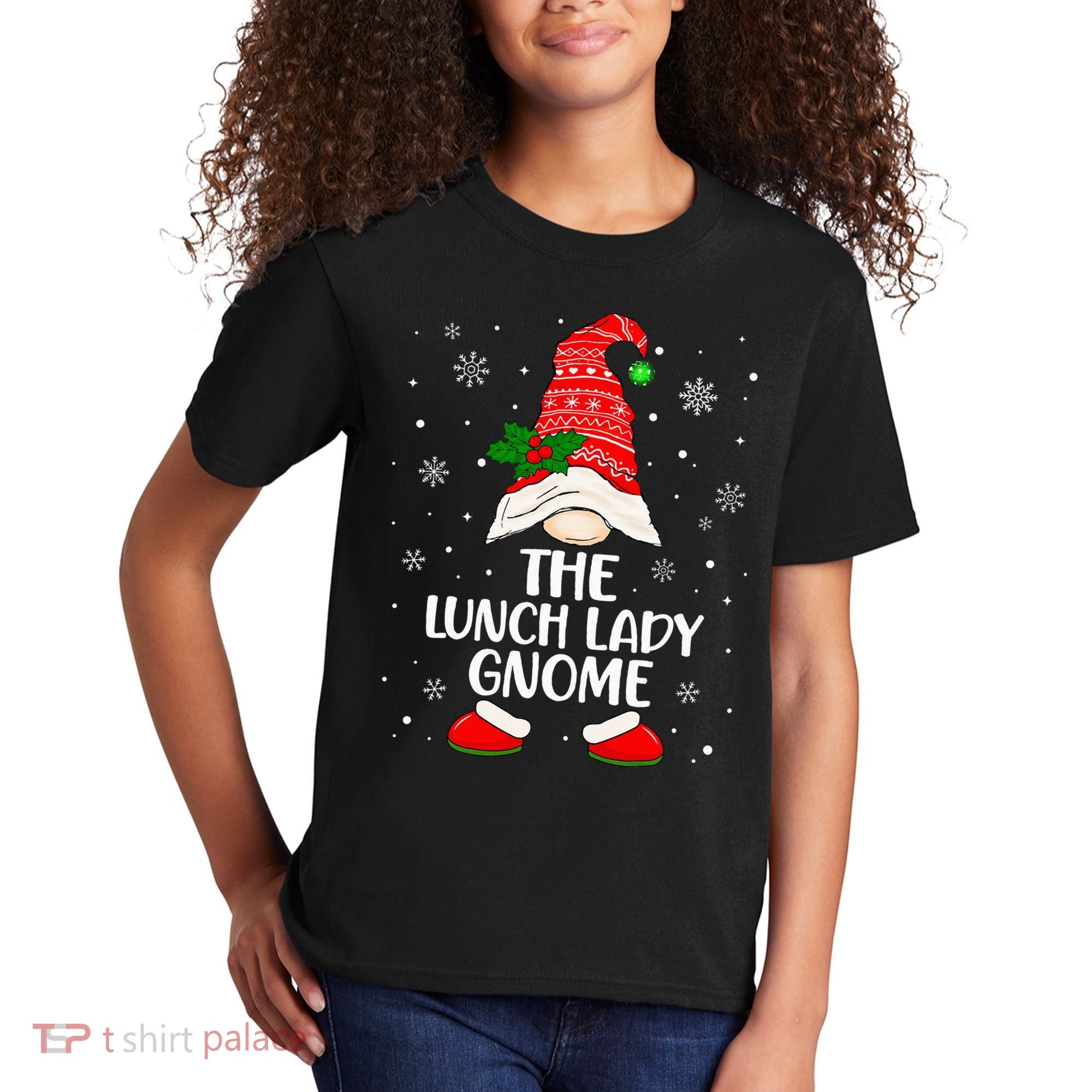 Lunch Lady Gnome Funny School Cafeteria Worker Christmas Kids T-Shirt