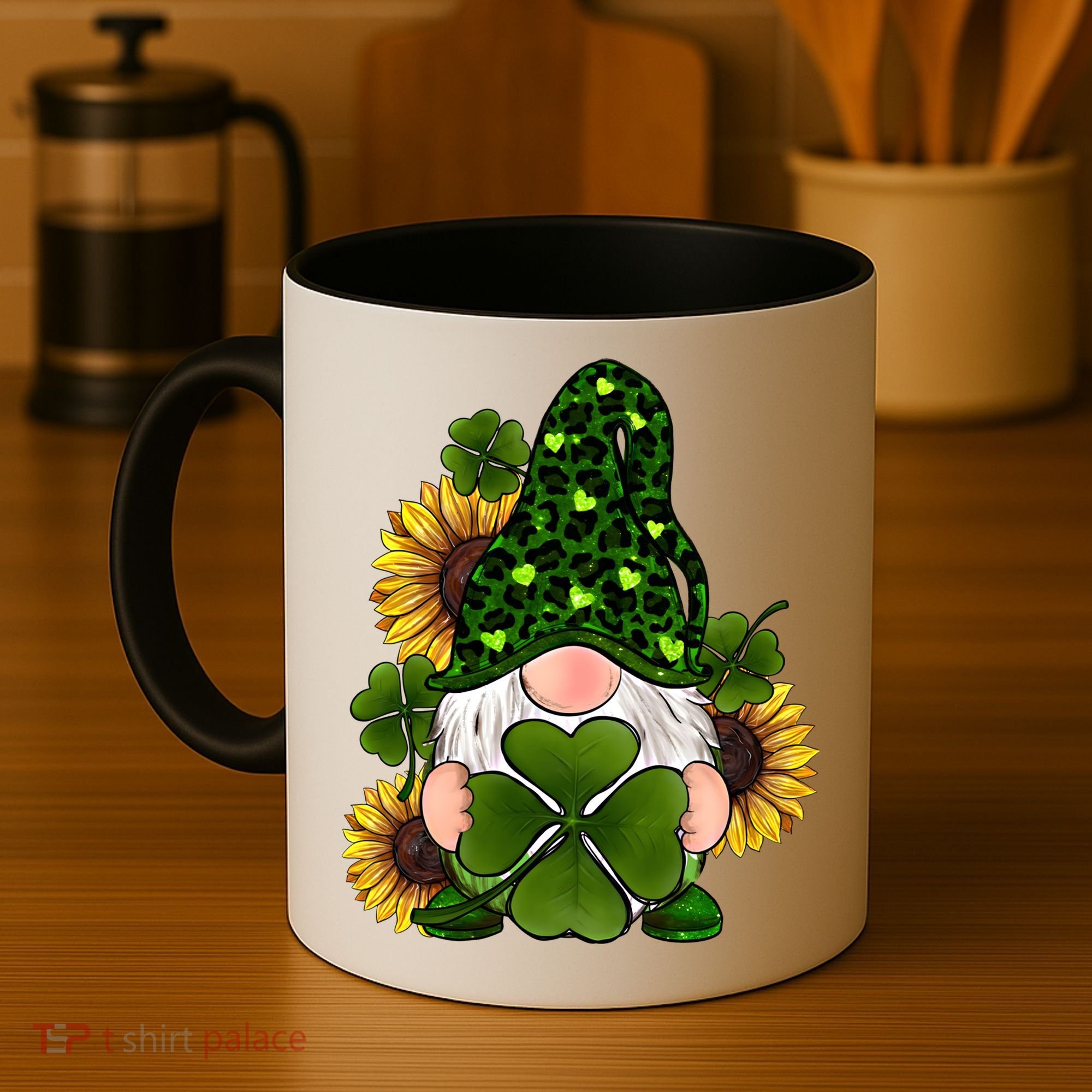 Leopard Love Gnomes Shamrock Irish Lucky St Patrick's Day Gift Coffee Mug