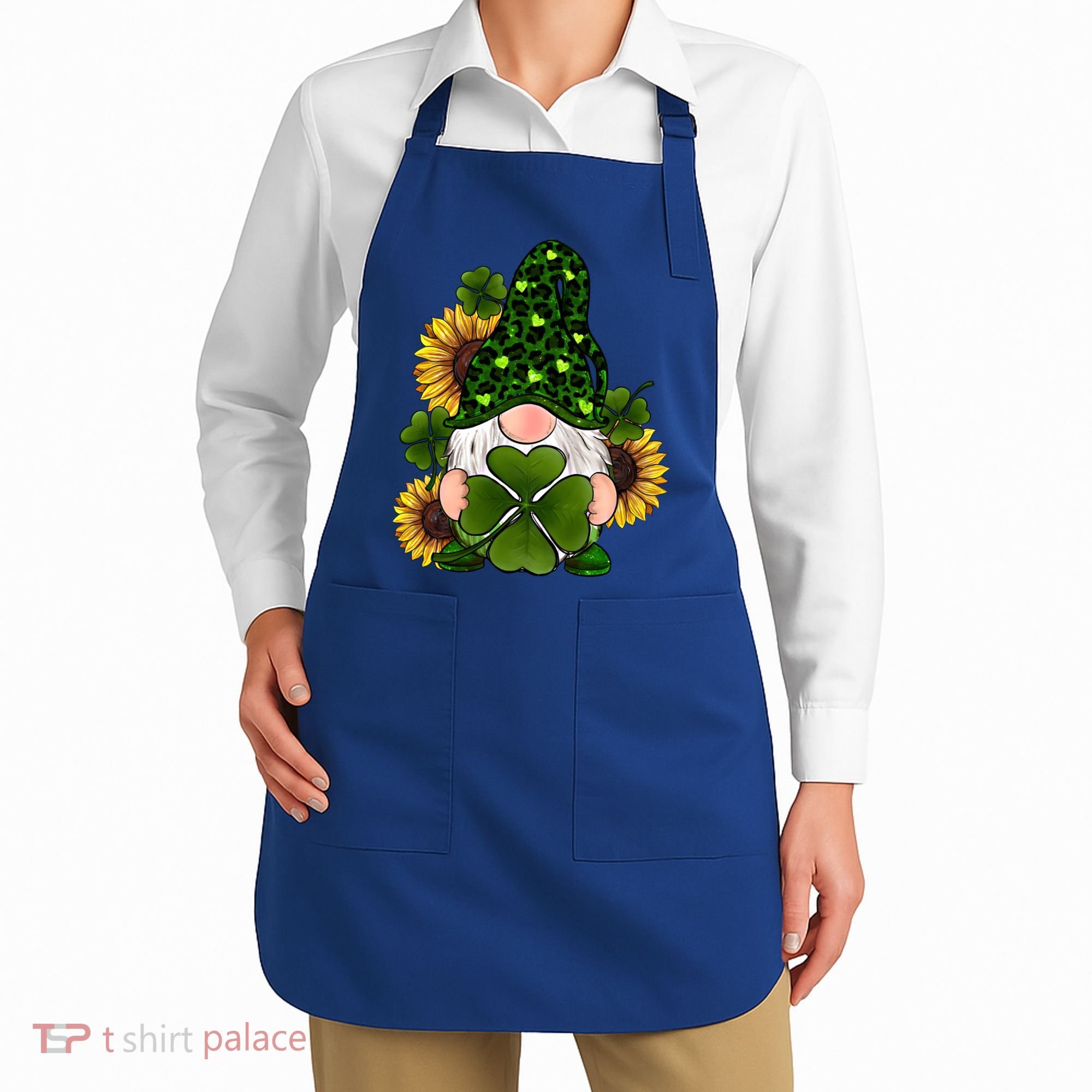 Leopard Love Gnomes Shamrock Irish Lucky St Patrick's Day Gift Apron