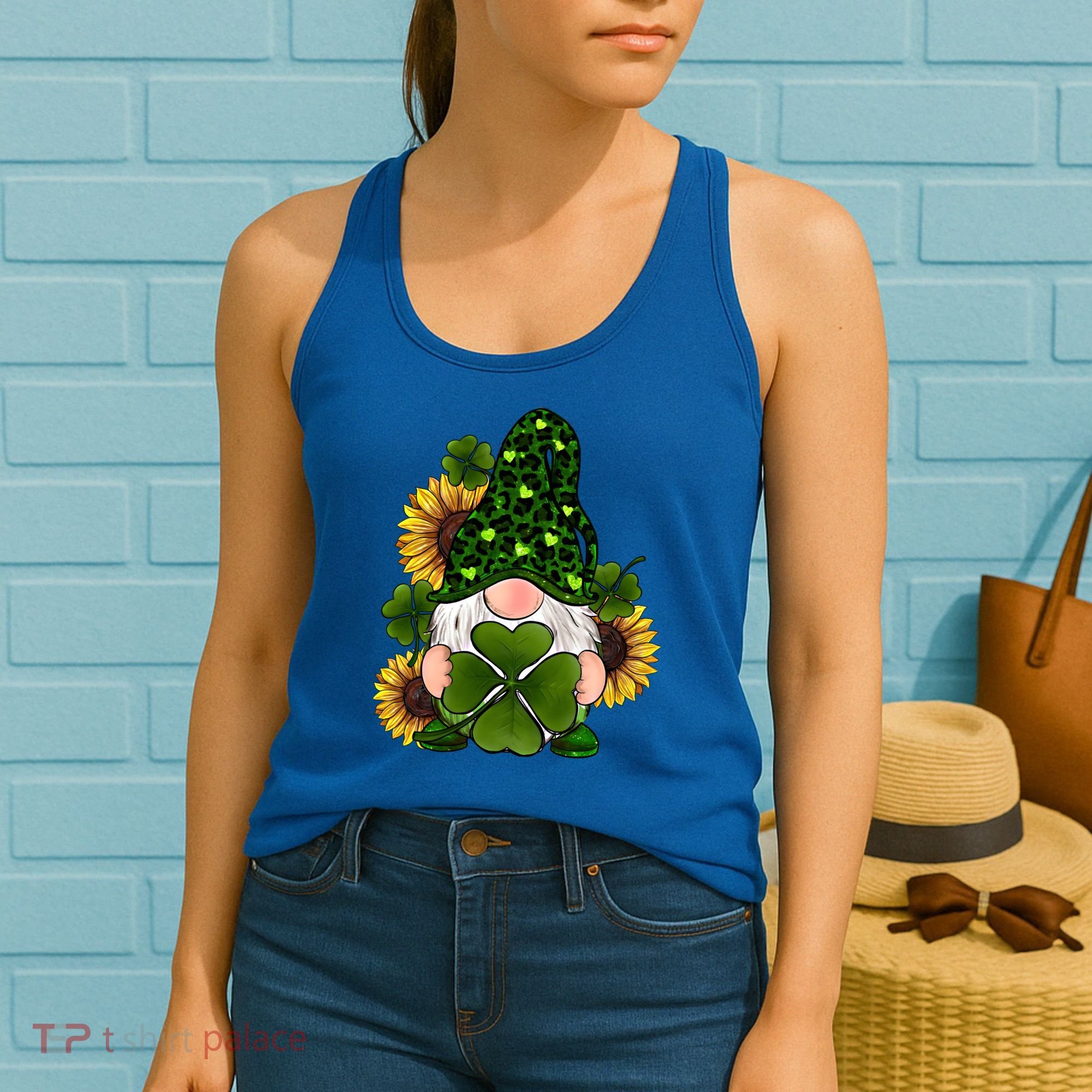 Leopard Love Gnomes Shamrock Irish Lucky St Patrick's Day Gift Women's Tank Top