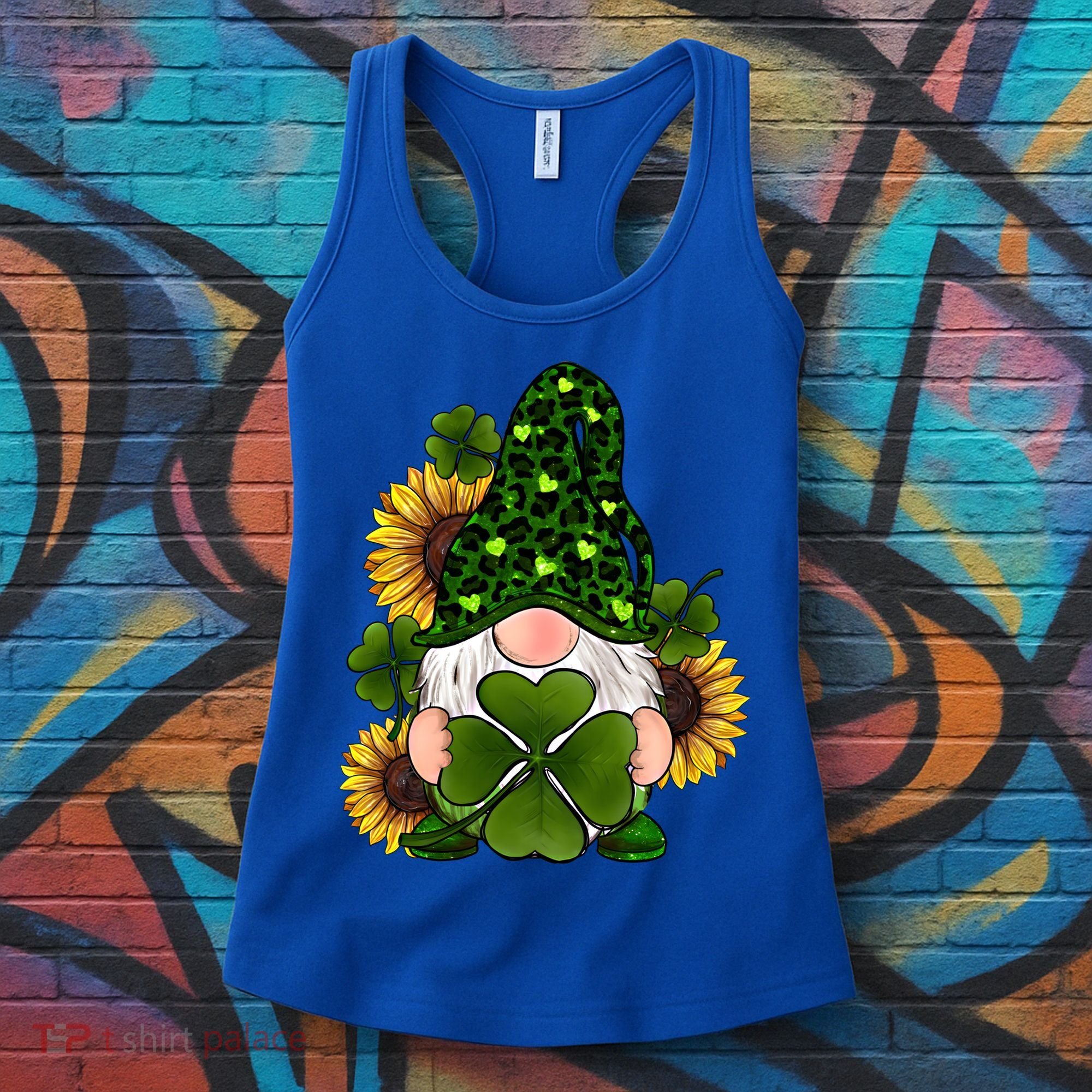 Leopard Love Gnomes Shamrock Irish Lucky St Patrick's Day Gift Women's Tank Top