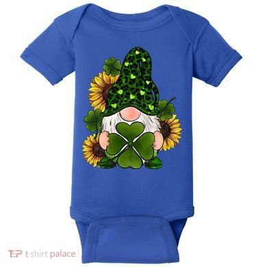 Leopard Love Gnomes Shamrock Irish Lucky St Patrick's Day Gift Baby Bodysuit
