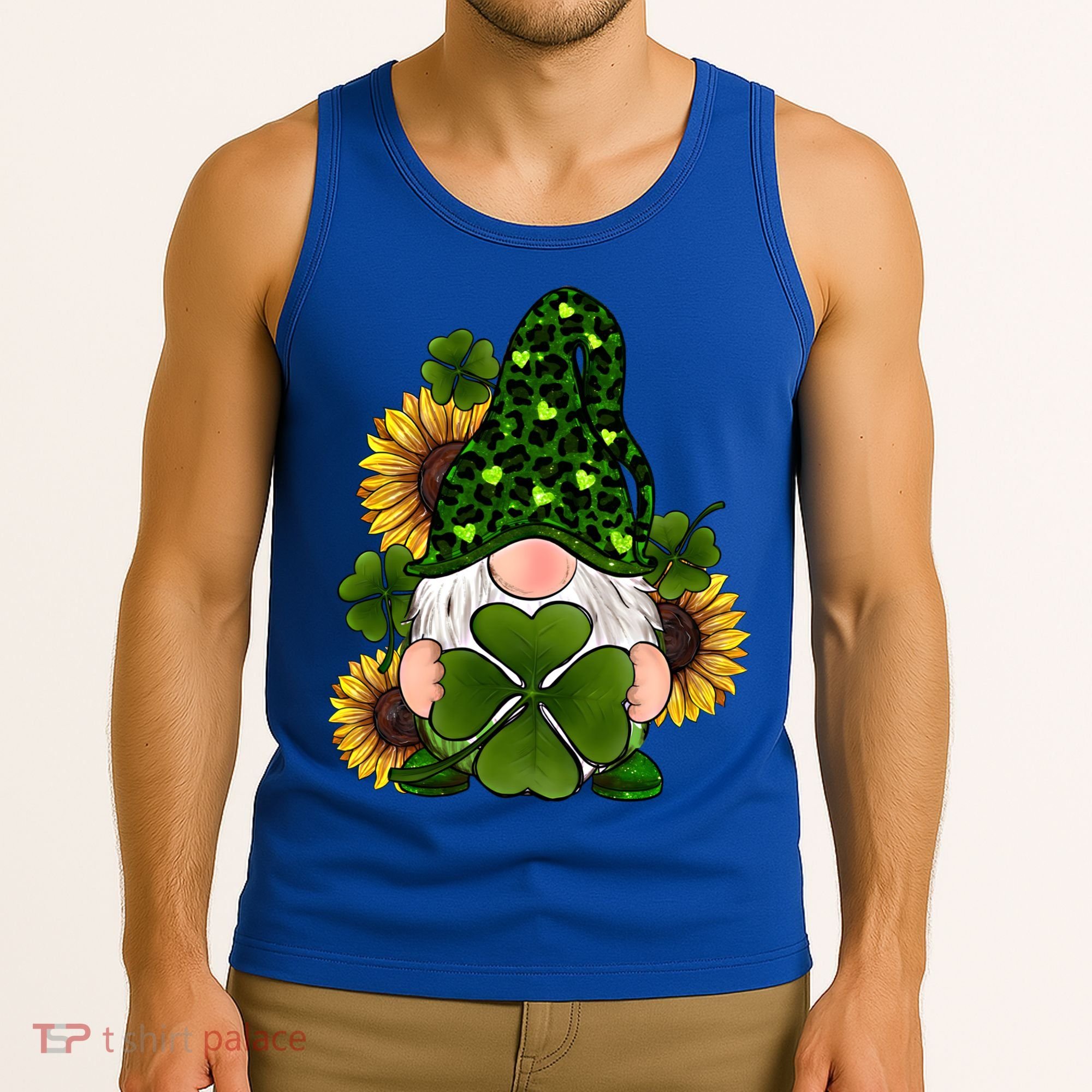 Leopard Love Gnomes Shamrock Irish Lucky St Patrick's Day Gift Tank Top