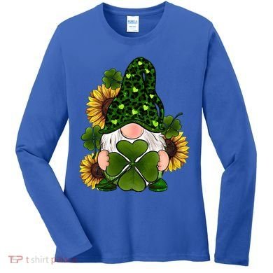 Leopard Love Gnomes Shamrock Irish Lucky St Patrick's Day Gift Women's Long Sleeve Shirt