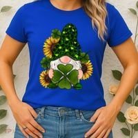 Leopard Love Gnomes Shamrock Irish Lucky St Patrick's Day Gift Women's T-Shirt thumb 2