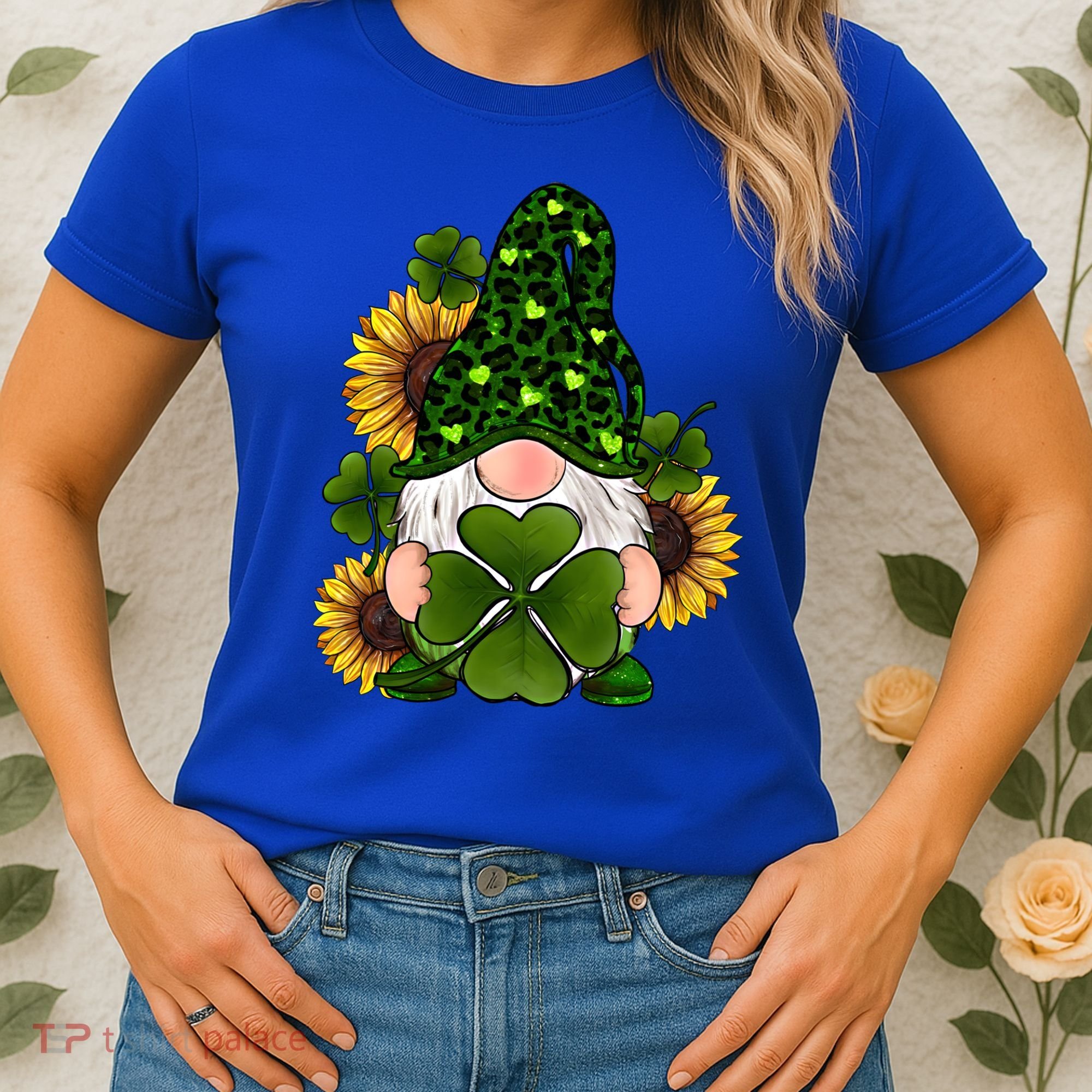 Leopard Love Gnomes Shamrock Irish Lucky St Patrick's Day Gift Women's T-Shirt