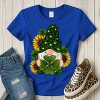 Leopard Love Gnomes Shamrock Irish Lucky St Patrick's Day Gift Women's T-Shirt thumb 3
