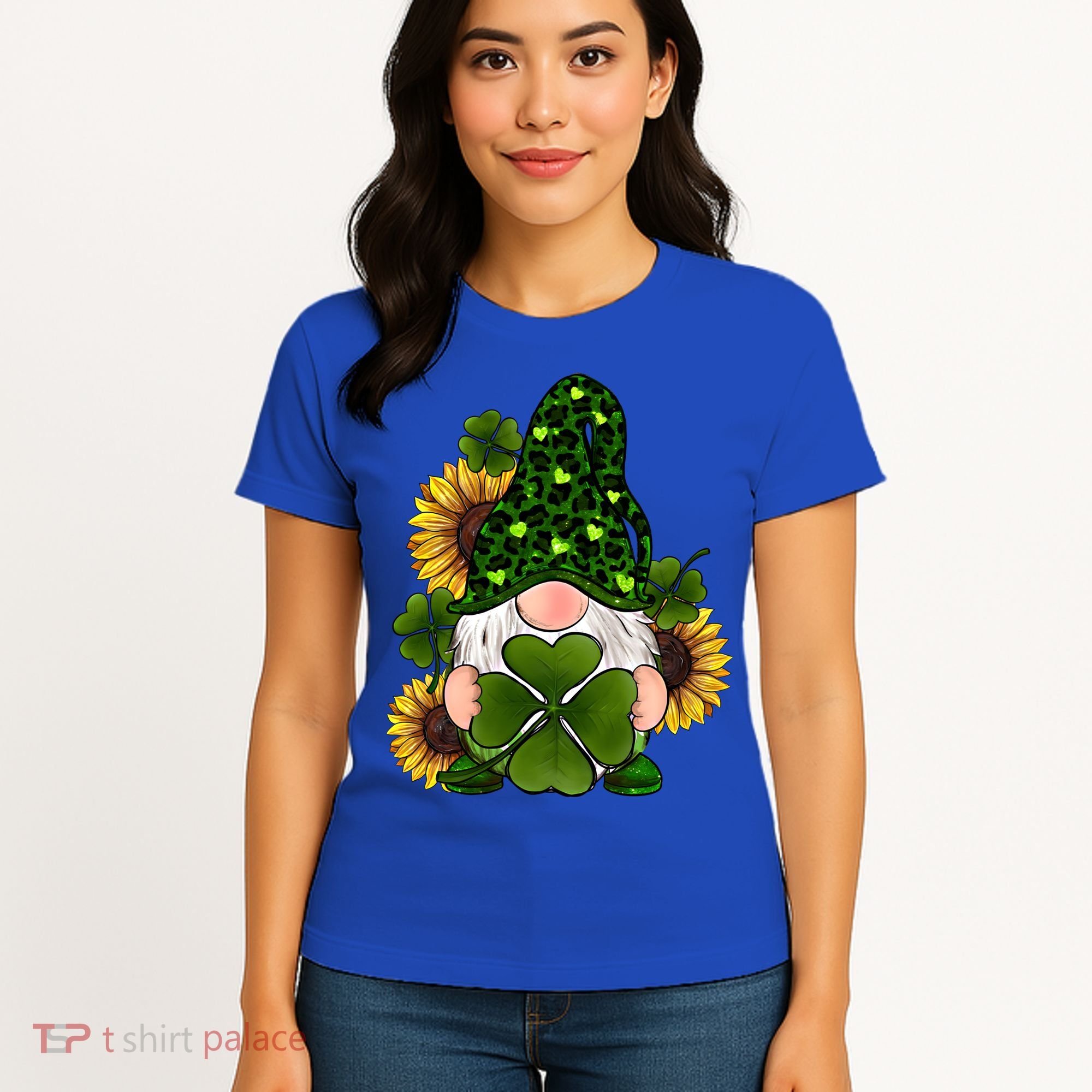 Leopard Love Gnomes Shamrock Irish Lucky St Patrick's Day Gift Women's T-Shirt