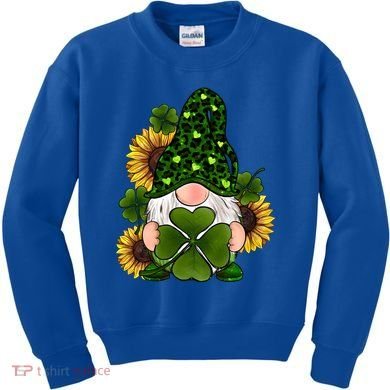Leopard Love Gnomes Shamrock Irish Lucky St Patrick's Day Gift Kids Sweatshirt
