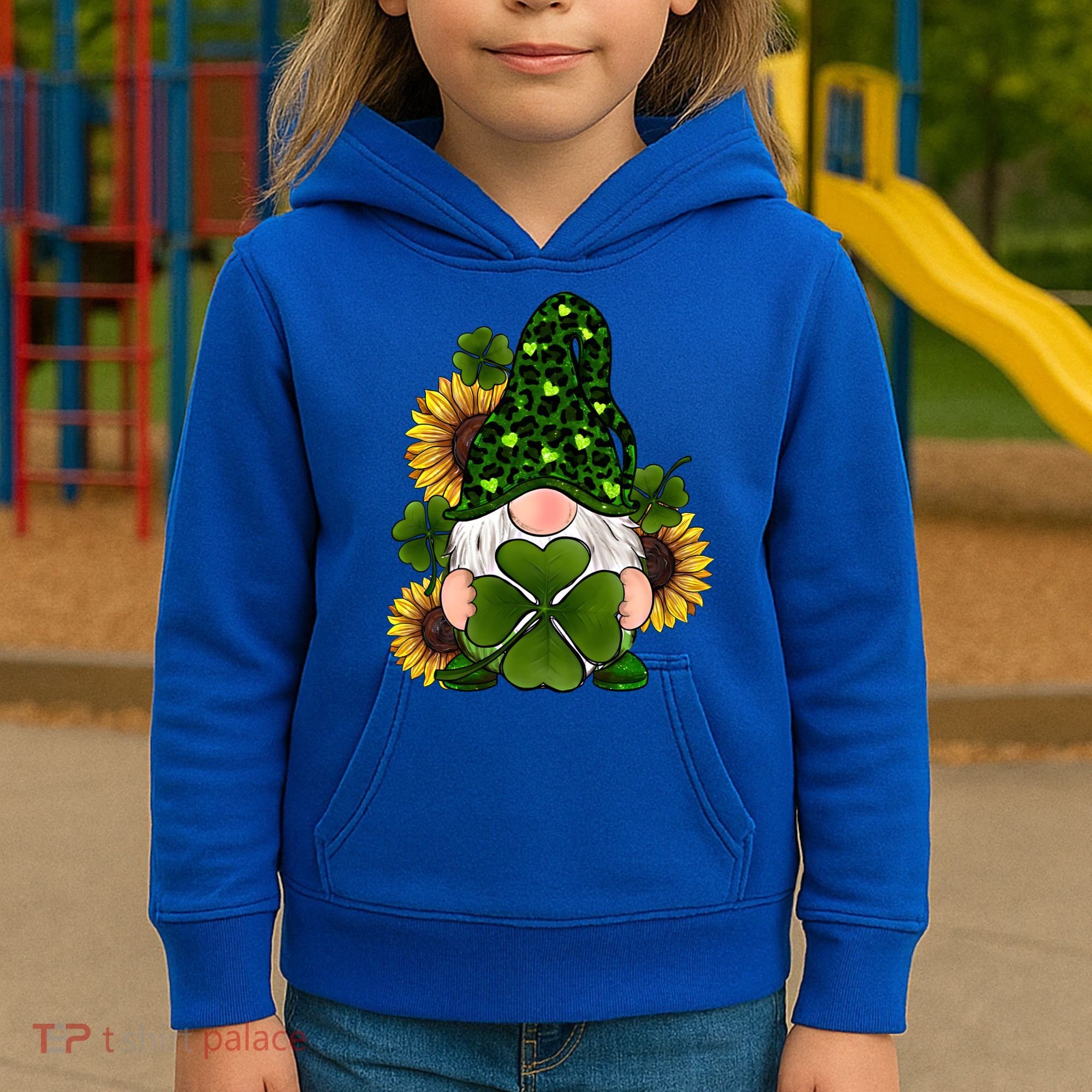 Leopard Love Gnomes Shamrock Irish Lucky St Patrick's Day Gift Kids Hoodie