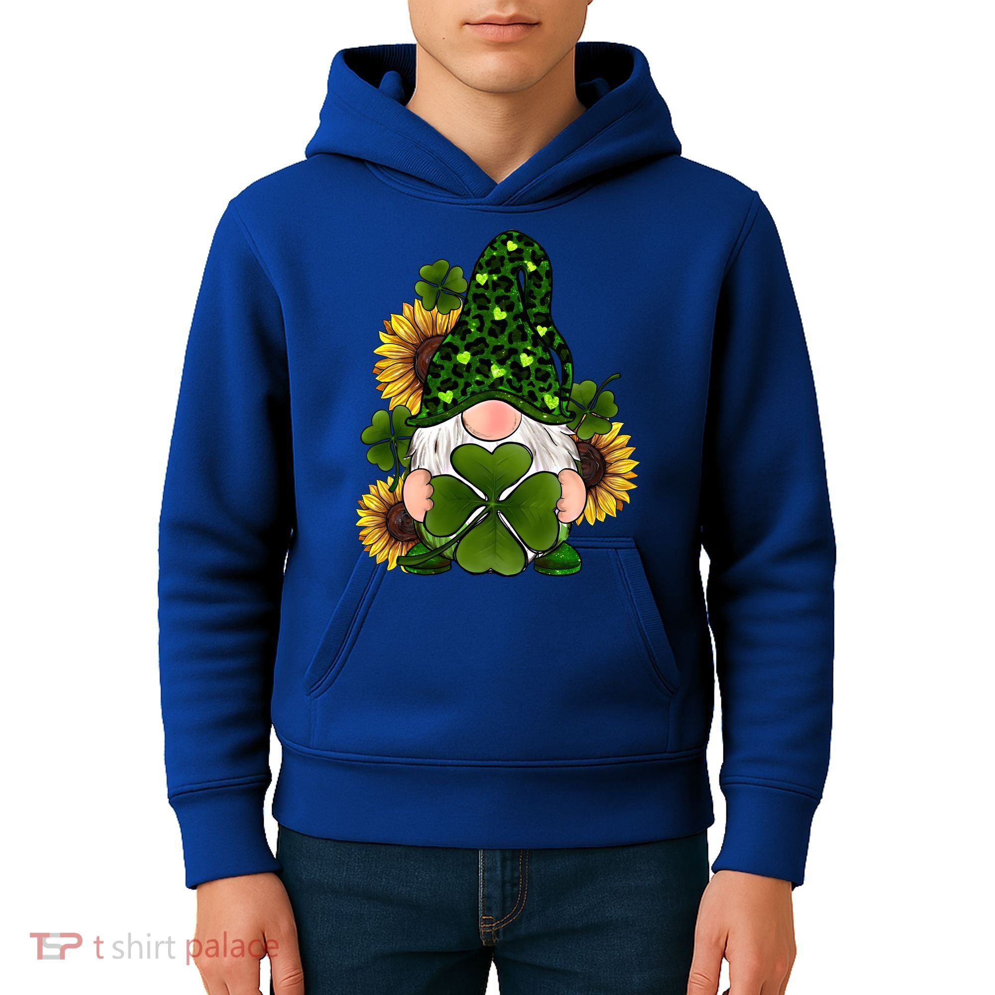 Leopard Love Gnomes Shamrock Irish Lucky St Patrick's Day Gift Kids Hoodie
