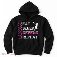 Lacrosse Lax Gear Gifts Eat Sleep Defend Hoodie thumb 0