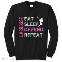 Lacrosse Lax Gear Gifts Eat Sleep Defend Sweatshirt thumb 0
