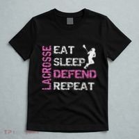 Lacrosse Lax Gear Gifts Eat Sleep Defend T-Shirt thumb 5