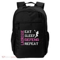 Lacrosse Lax Gear Gifts Eat Sleep Defend Backpack thumb 0