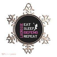 Lacrosse Lax Gear Gifts Eat Sleep Defend Ornament thumb 0