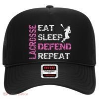 Lacrosse Lax Gear Gifts Eat Sleep Defend Hat thumb 0