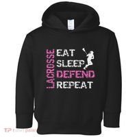 Lacrosse Lax Gear Gifts Eat Sleep Defend Toddler Hoodie thumb 0