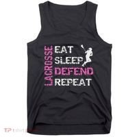 Lacrosse Lax Gear Gifts Eat Sleep Defend Tank Top thumb 0