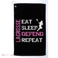 Lacrosse Lax Gear Gifts Eat Sleep Defend Golf Towel thumb 0