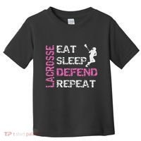 Lacrosse Lax Gear Gifts Eat Sleep Defend Toddler T-Shirt thumb 0
