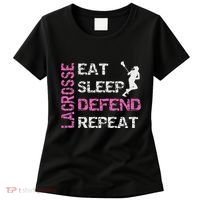 Lacrosse Lax Gear Gifts Eat Sleep Defend Women's T-Shirt thumb 0