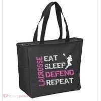 Lacrosse Lax Gear Gifts Eat Sleep Defend Tote Bag thumb 2