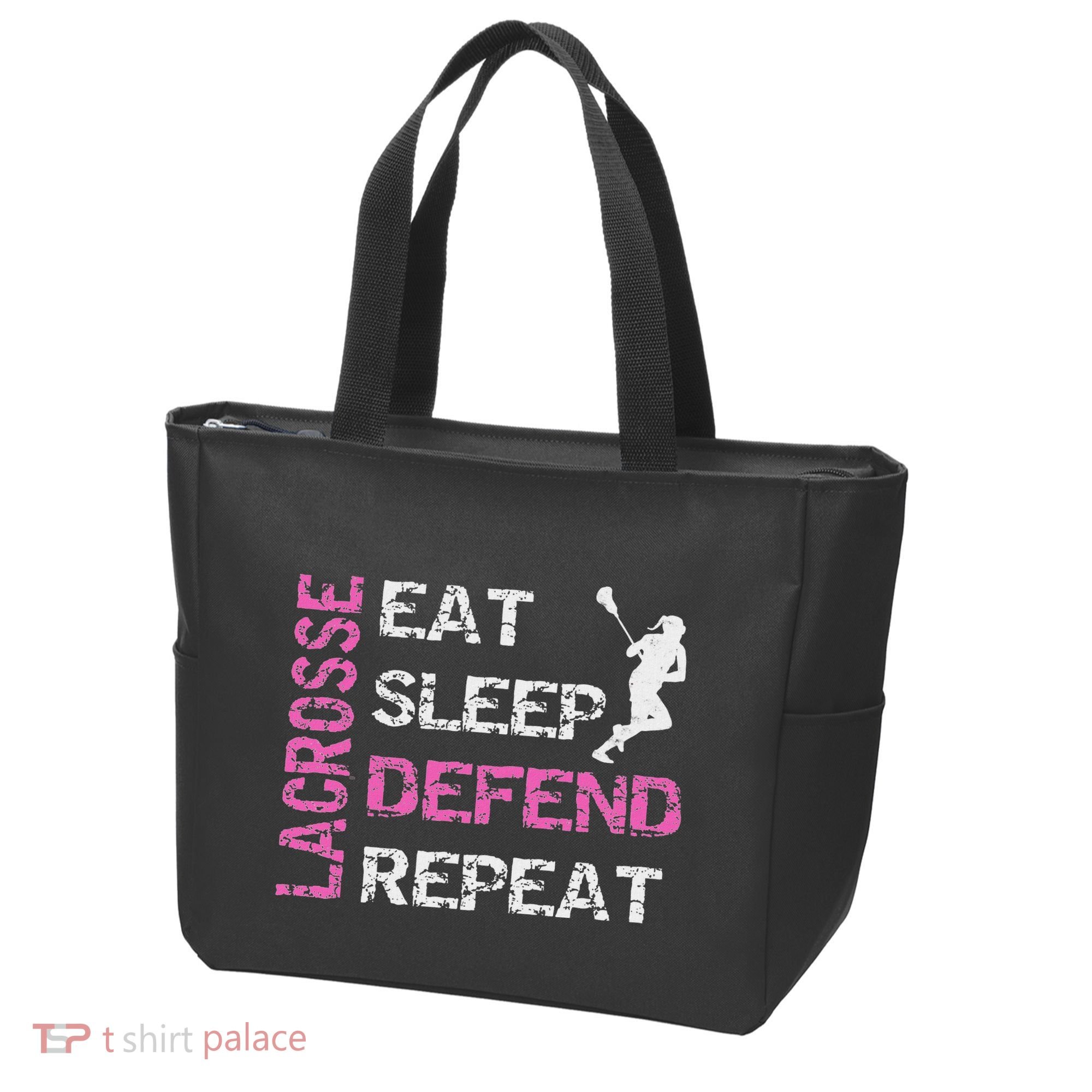 Lacrosse Lax Gear Gifts Eat Sleep Defend Tote Bag