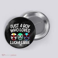L.U.C.H.A L.I.B.R.E Gift Mexican Wrestling Mask Button thumb 0