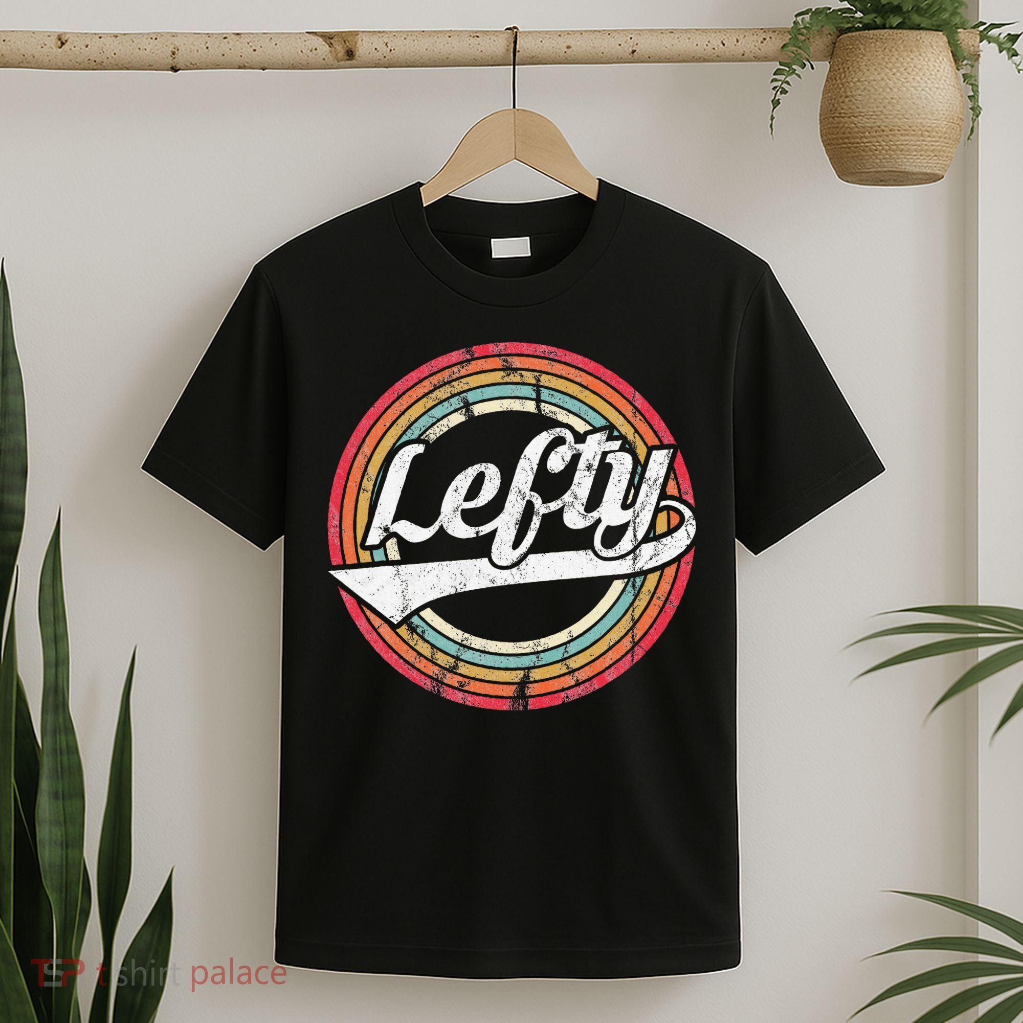 Lefty Left Handed Proud Retro Vintage Rainbow T-Shirt