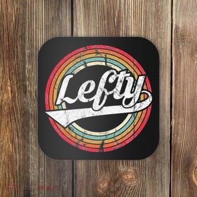 Lefty Left Handed Proud Retro Vintage Rainbow Coaster